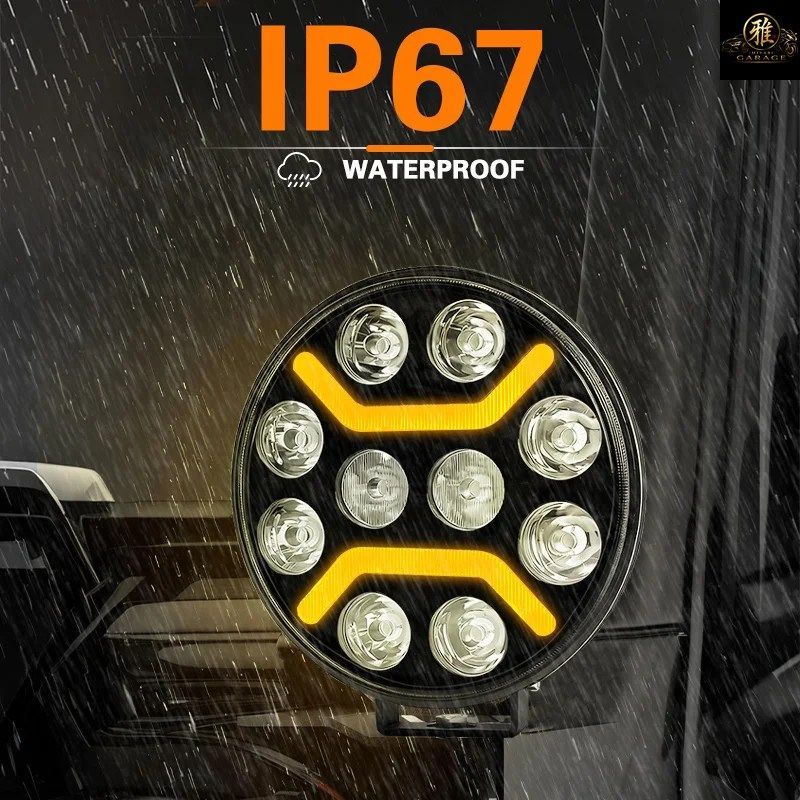 9インチ 120W 高出力 12V 24V 丸型 LED ワークライト DRL スポットライト 車 バイク トラック オフロード 4x4 LED ライト