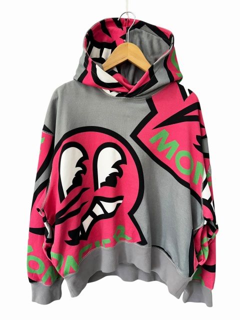 モンクレール MONCLER Graphic Print Hoodie ロゴ グラフィック プリント パーカー I10918G00032 M3054 S グレー ピンク ブランド古着ベクトル 中古260609