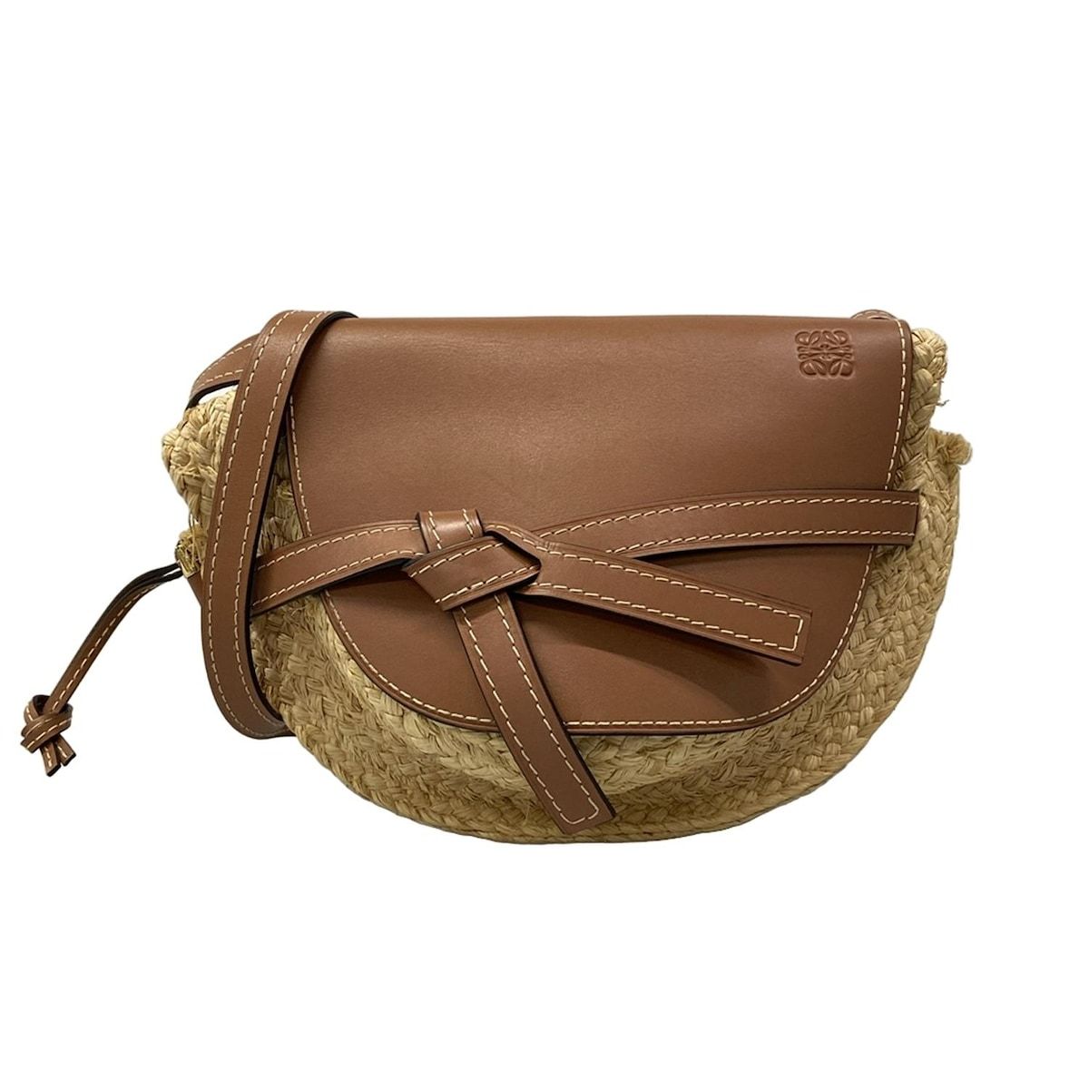 LOEWE(ロエベ) ショルダーバッグ ゲートバッグスモール ナチュラル(ベージュ)×ブラウン レザー