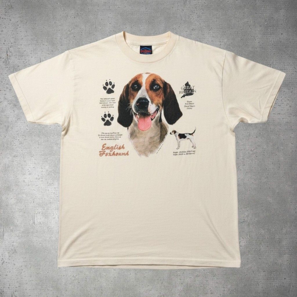 イングリッシュ・フォックスハウンド 90s アニマル 動物 犬 半袖 Tシャツ Lサイズ 69-1-2