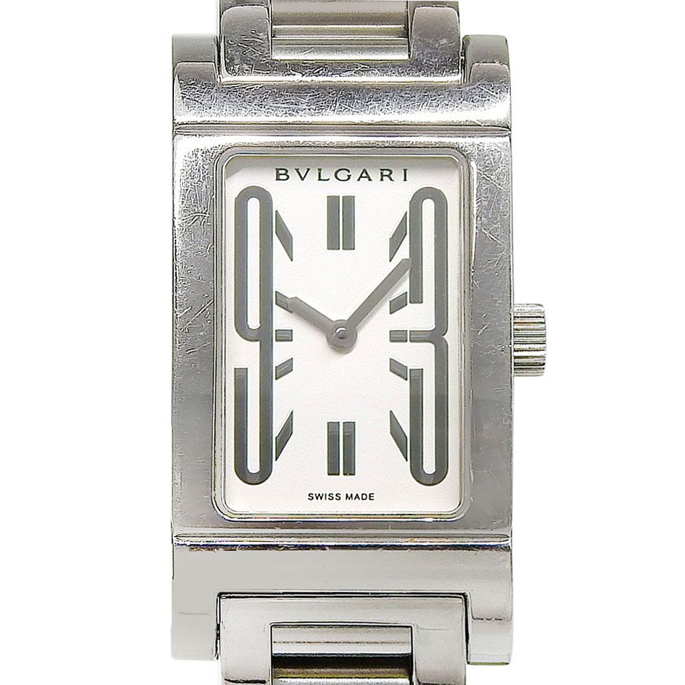 【本物保証】 ブルガリ BVLGARI レッタンゴロ RT39S スクエア 白文字盤 SS クォーツ 電池 縦約38mm×横約21mm レディース 腕時計