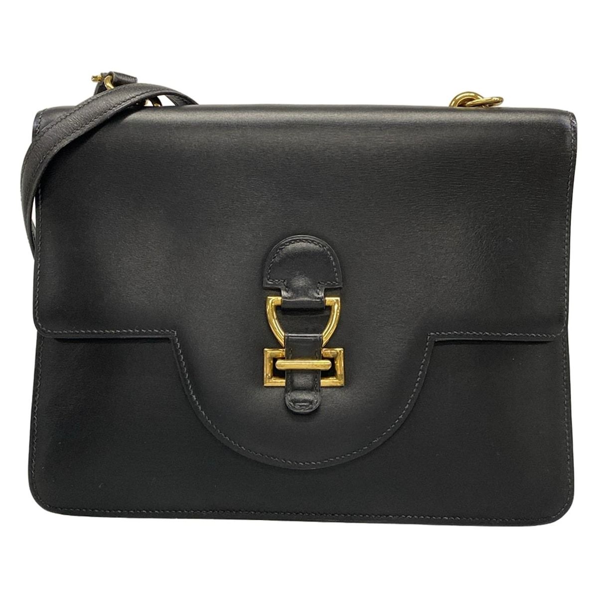 HERMES(エルメス) ショルダーバッグ サンドリーヌ 黒 ゴールド金具