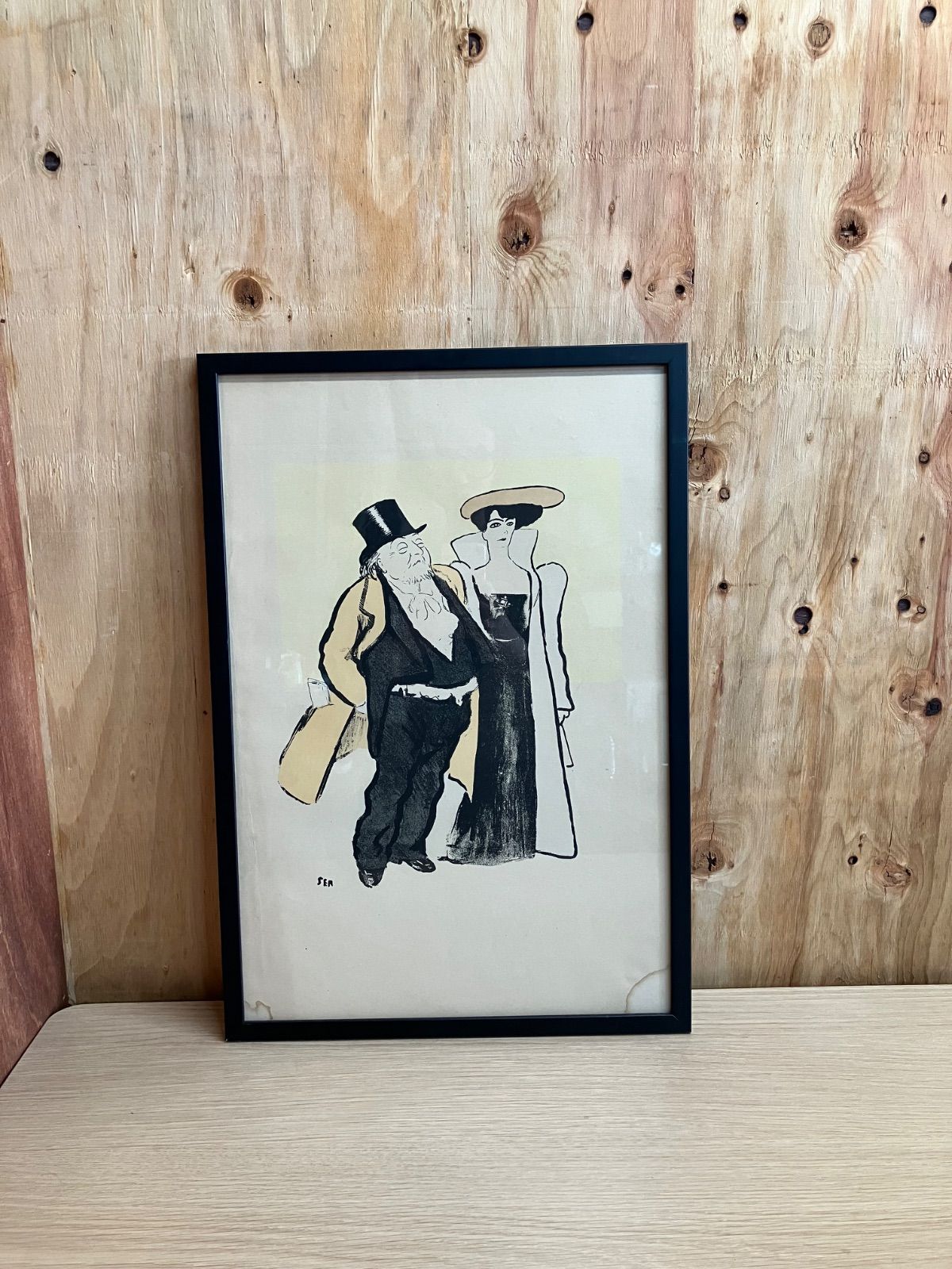 【1900年代初頭希少】SEM セム ジョルジュ・グルサ 「カテュル・マンデス夫妻」リトグラフ版画 額入り