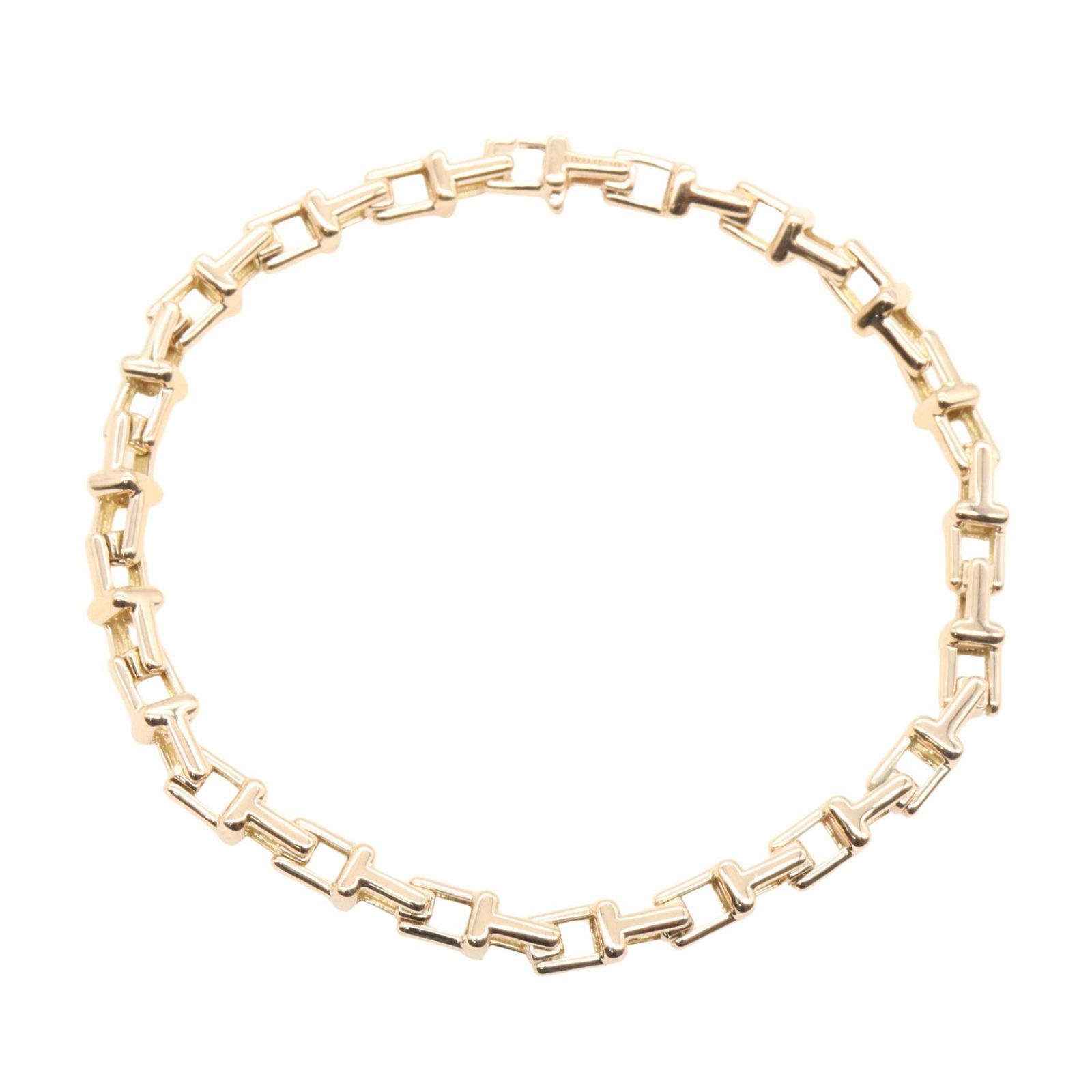 ティファニー TIFFANY&CO ブレスレット Tナローチェーン ブレスレット 腕回り17㎝ K18PG(ピンクゴールド) Tナローチェーン ブレスレット レディース Used A