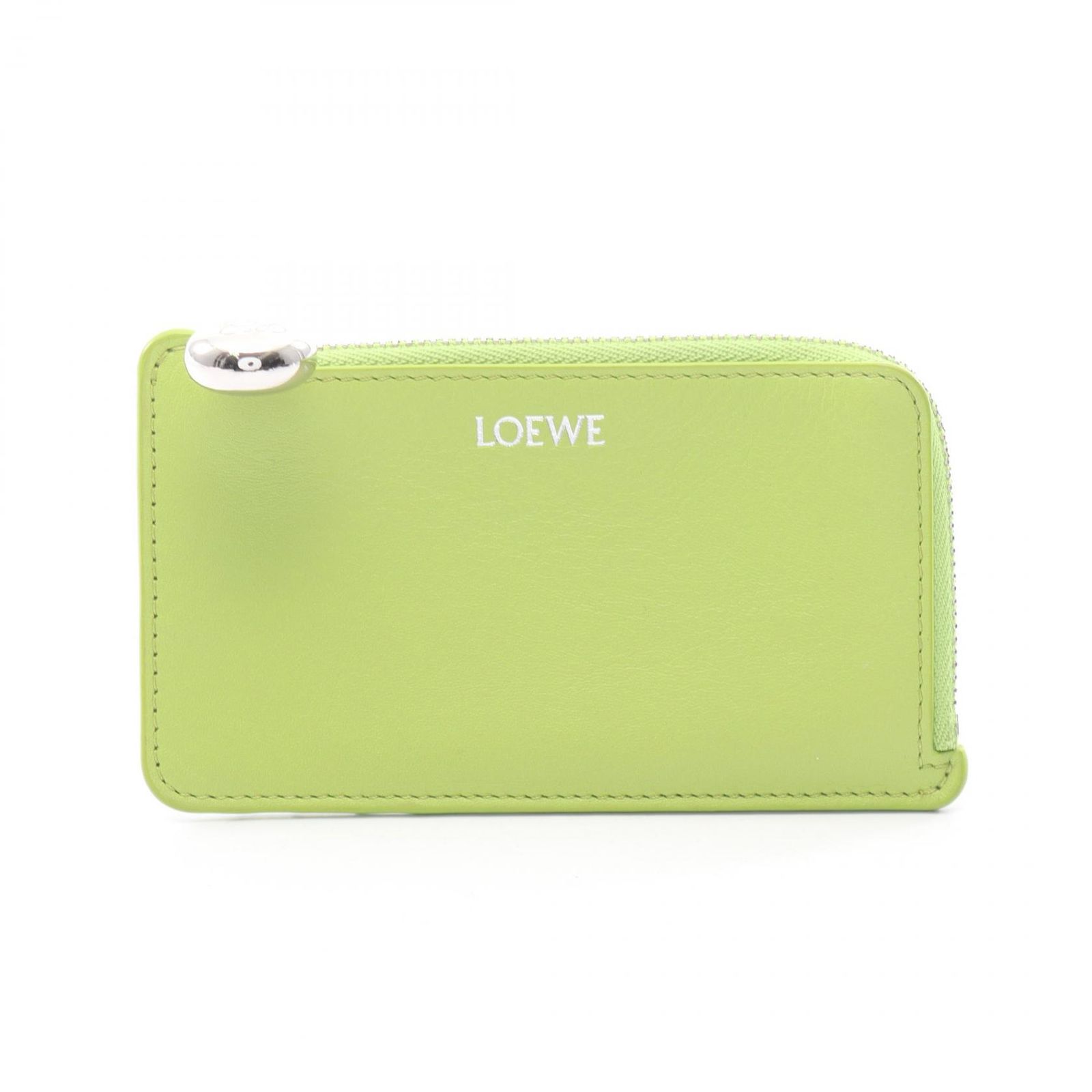 ロエベ LOEWE コインケース ペブル コインカードホルダー カードケース イエローグリーン レザー ペブル コインケース レディース Used B