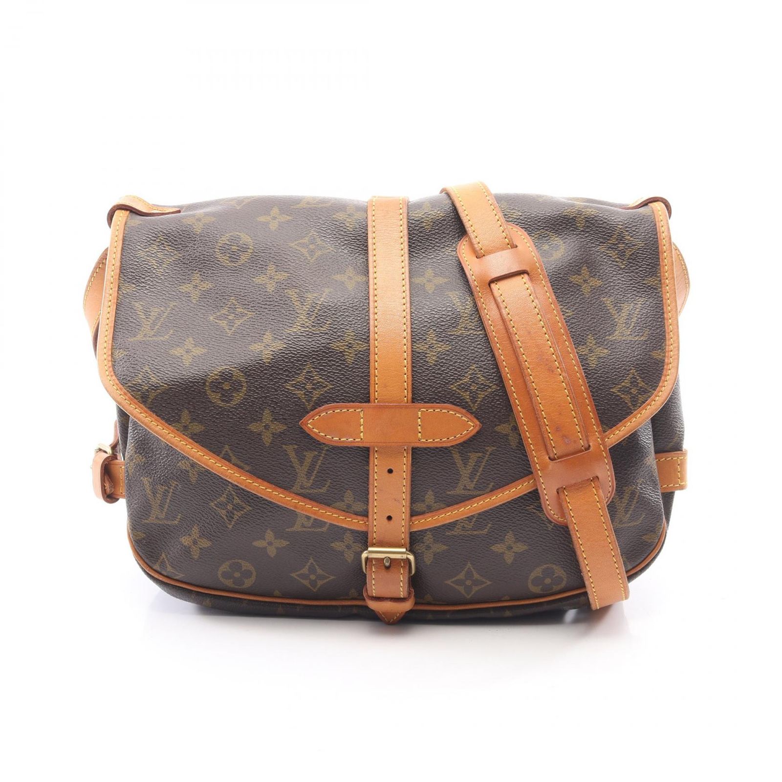 ルイ・ヴィトン LOUIS VUITTON ショルダーバッグ ソミュール30 モノグラム M42256 PVCコーティングキャンバス レザー ソミュール30 レディース Used B