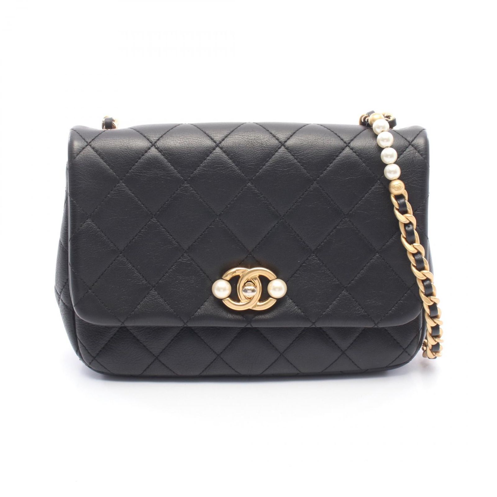 シャネル CHANEL ショルダーバッグ マトラッセ AS3000 ブラック レザー マトラッセ スモールフラップ チェーンショルダー レディース Used A