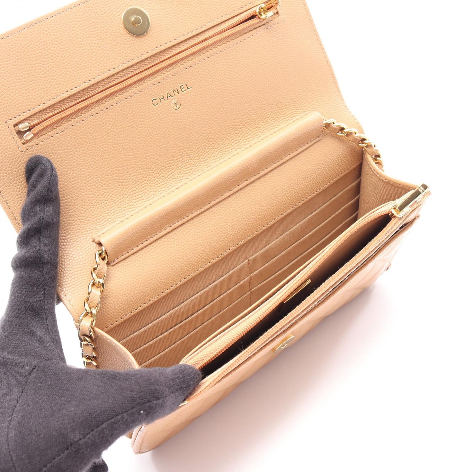 シャネル CHANEL ショルダーバッグ マトラッセ ベージュ カーフ（牛革