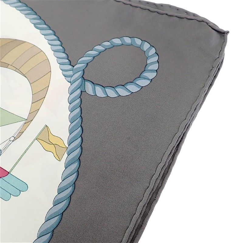 エルメス HERMES カレ90 Les Folies du Ciel スカーフ シルク グレー