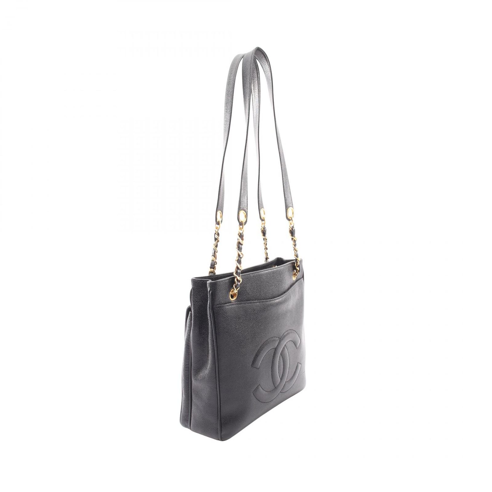 シャネル CHANEL トートバッグ ココマーク ブラック カーフ（牛革