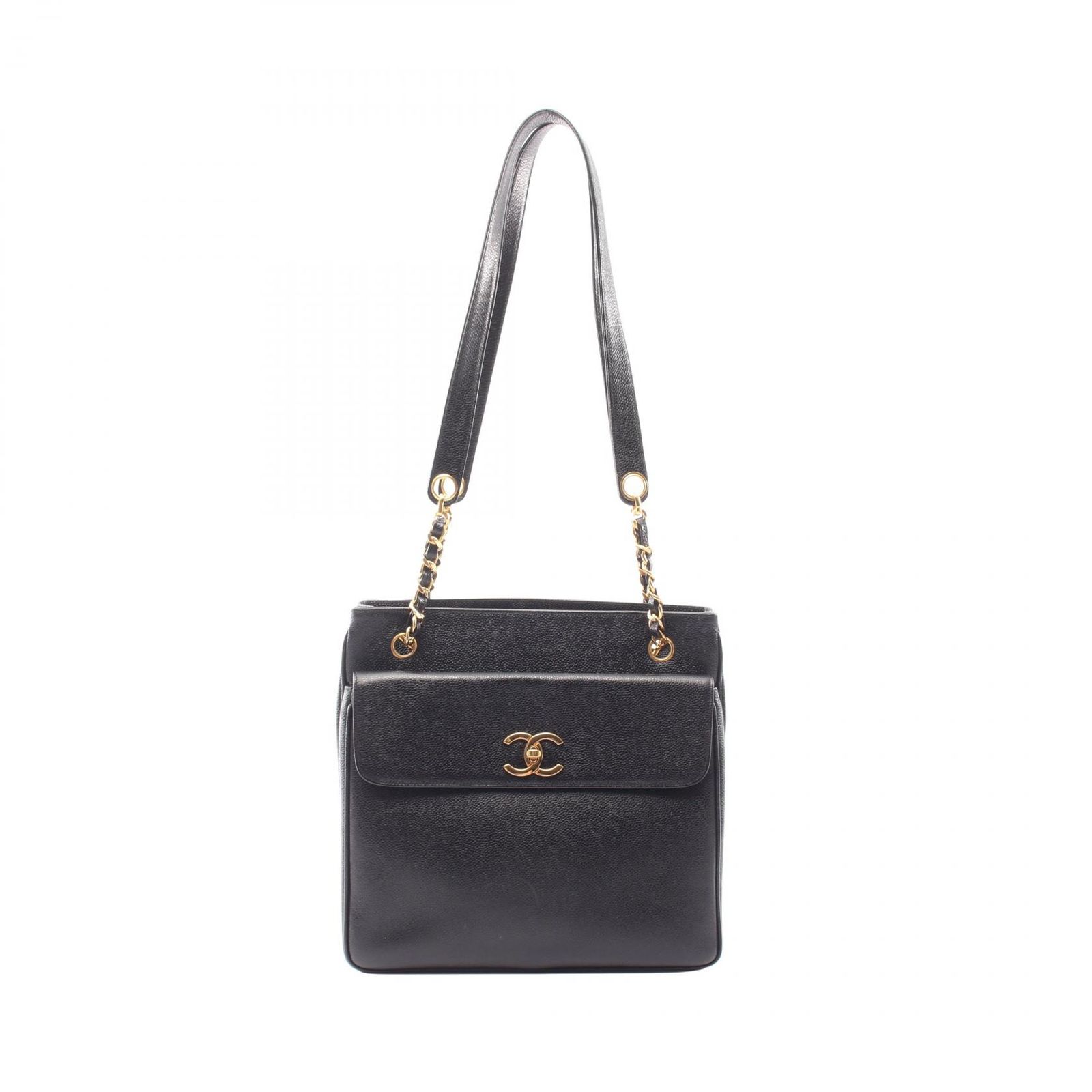 シャネル CHANEL トートバッグ ココマーク ブラック カーフ（牛革