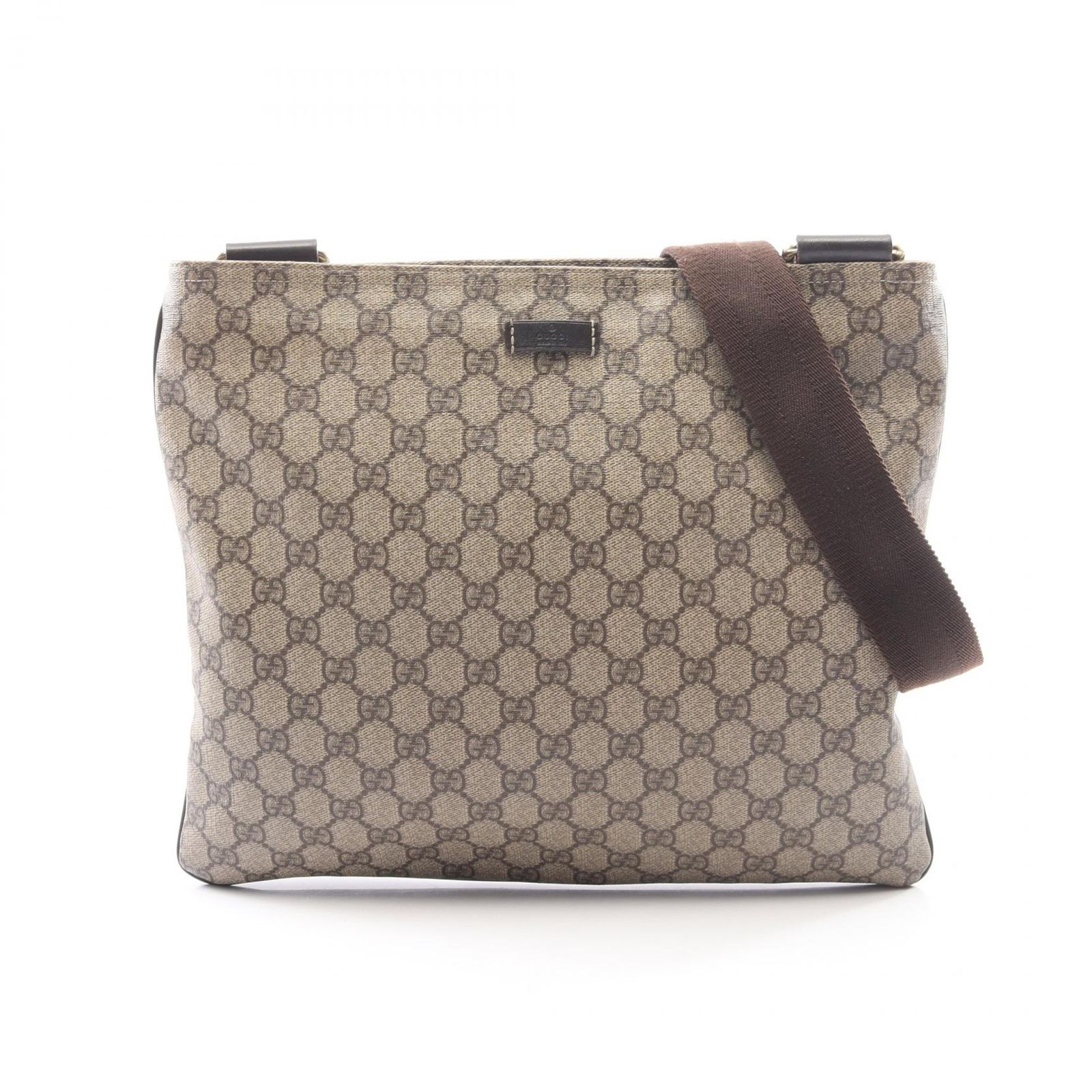 グッチ GUCCI ショルダーバッグ GGスプリーム 201446 ベージュ/ダークブラウン PVCコーティングキャンバス レザー GGスプリーム ショルダー ユニセックス Used B
