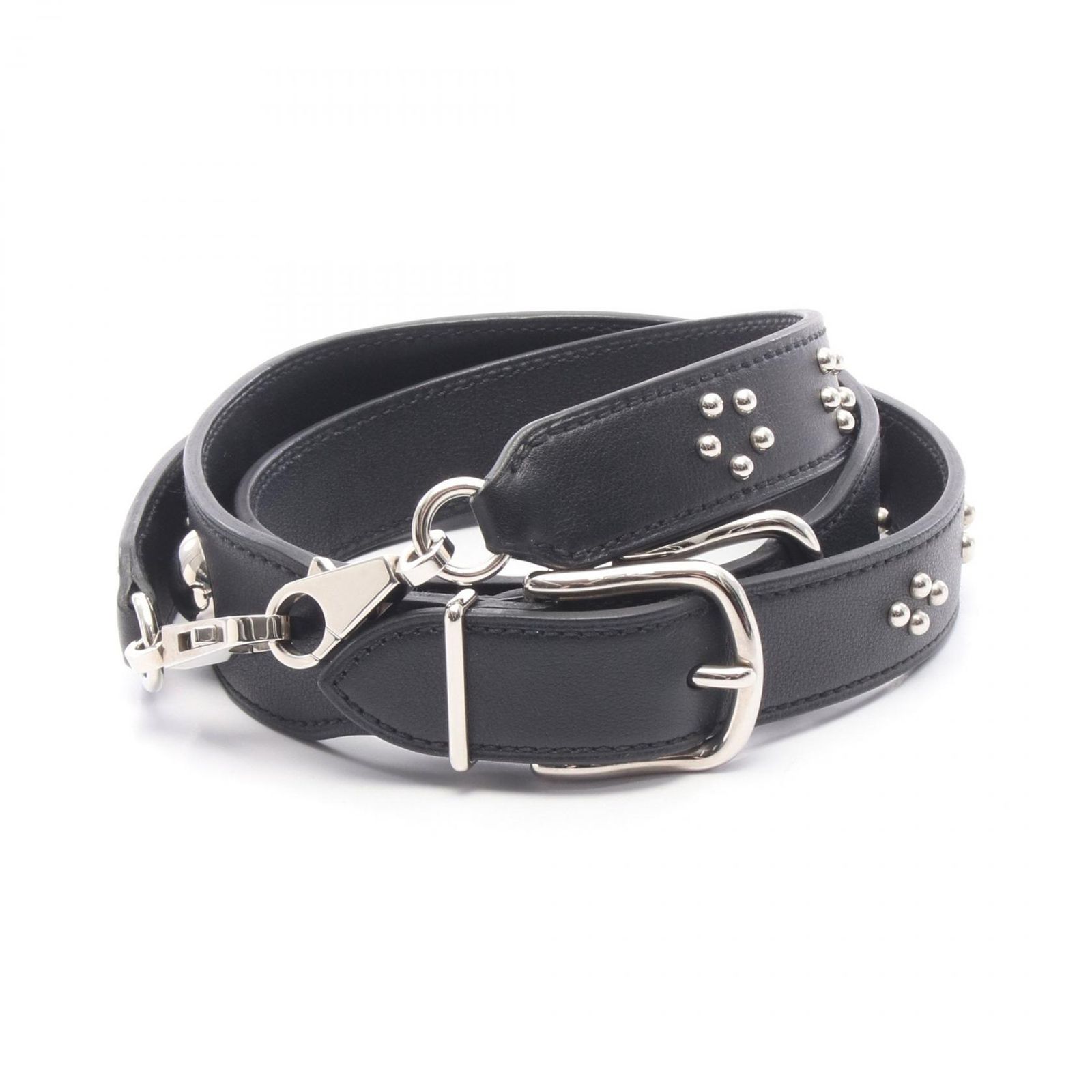 エルメス HERMES ショルダーストラップ バンドリエール スタッズ ブラック レザー バンドリエール ブラック レディース Used A