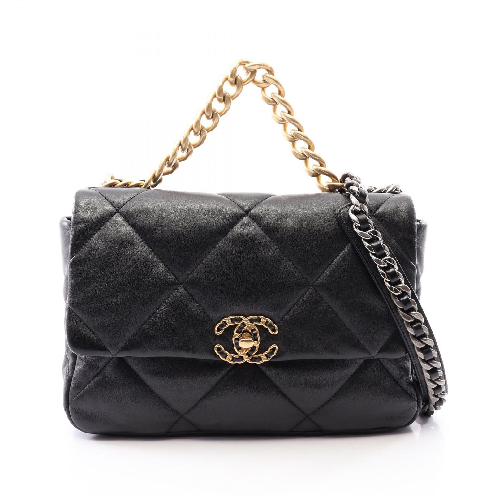 シャネル CHANEL ショルダーバッグ 19 ディズヌフ マトラッセ AS1161 ブラック レザー CHANEL19 マトラッセ チェーンショルダー レディース Used A