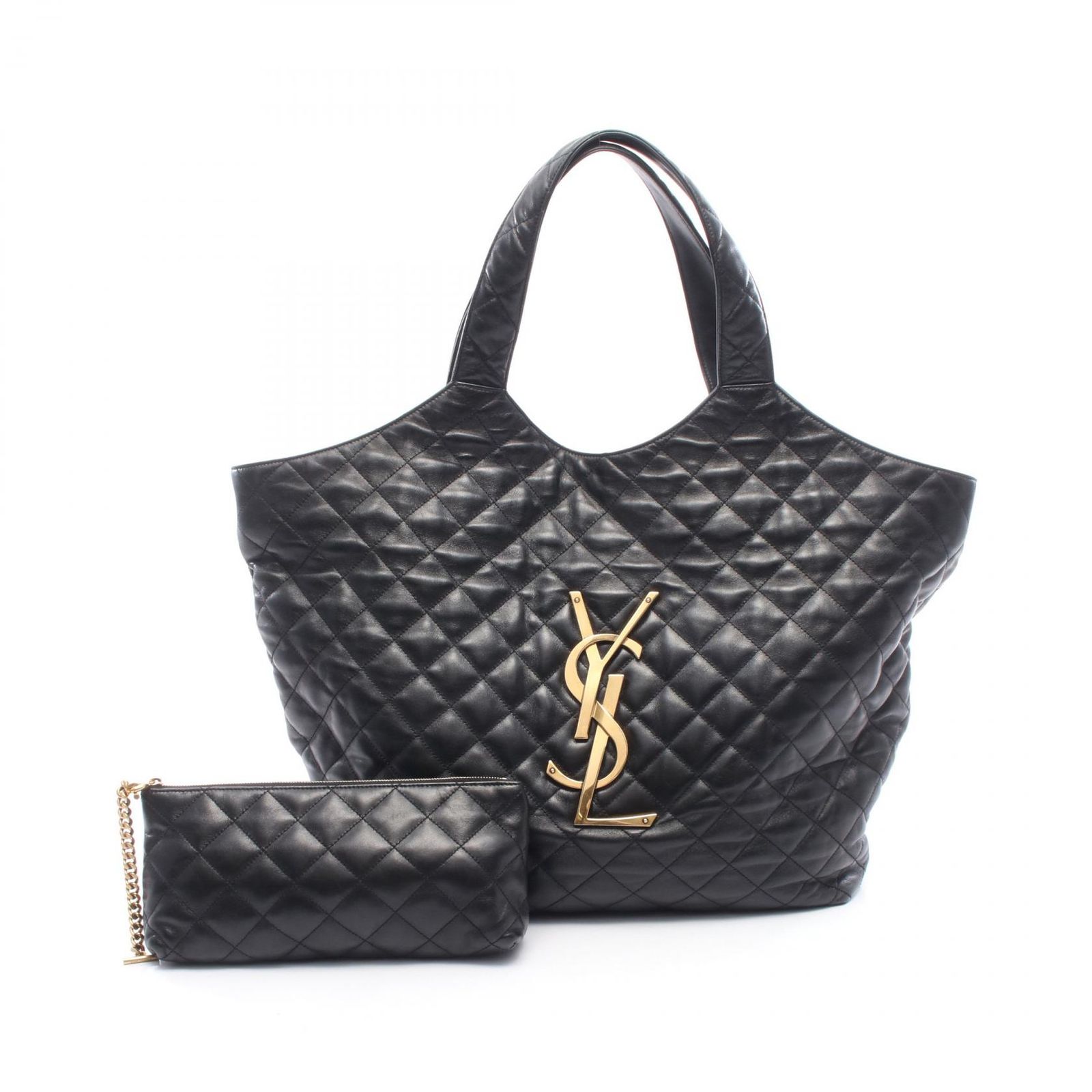 サンローランパリ SAINT LAURENT PARIS トートバッグ イカール マキシ 698651AAANG1000 ブラック レザー イカール マキシ ショッピングバッグ レディース Used A