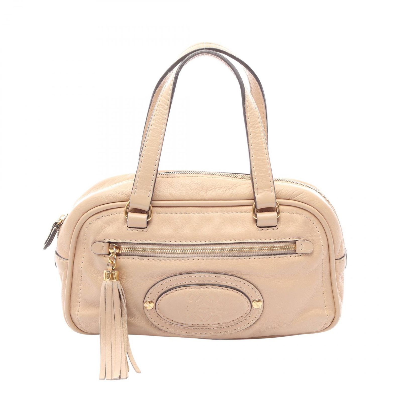ロエベ LOEWE ハンドバッグ マドリード アナグラム ベージュ レザー アナグラム ハンドバッグ レディース Used B