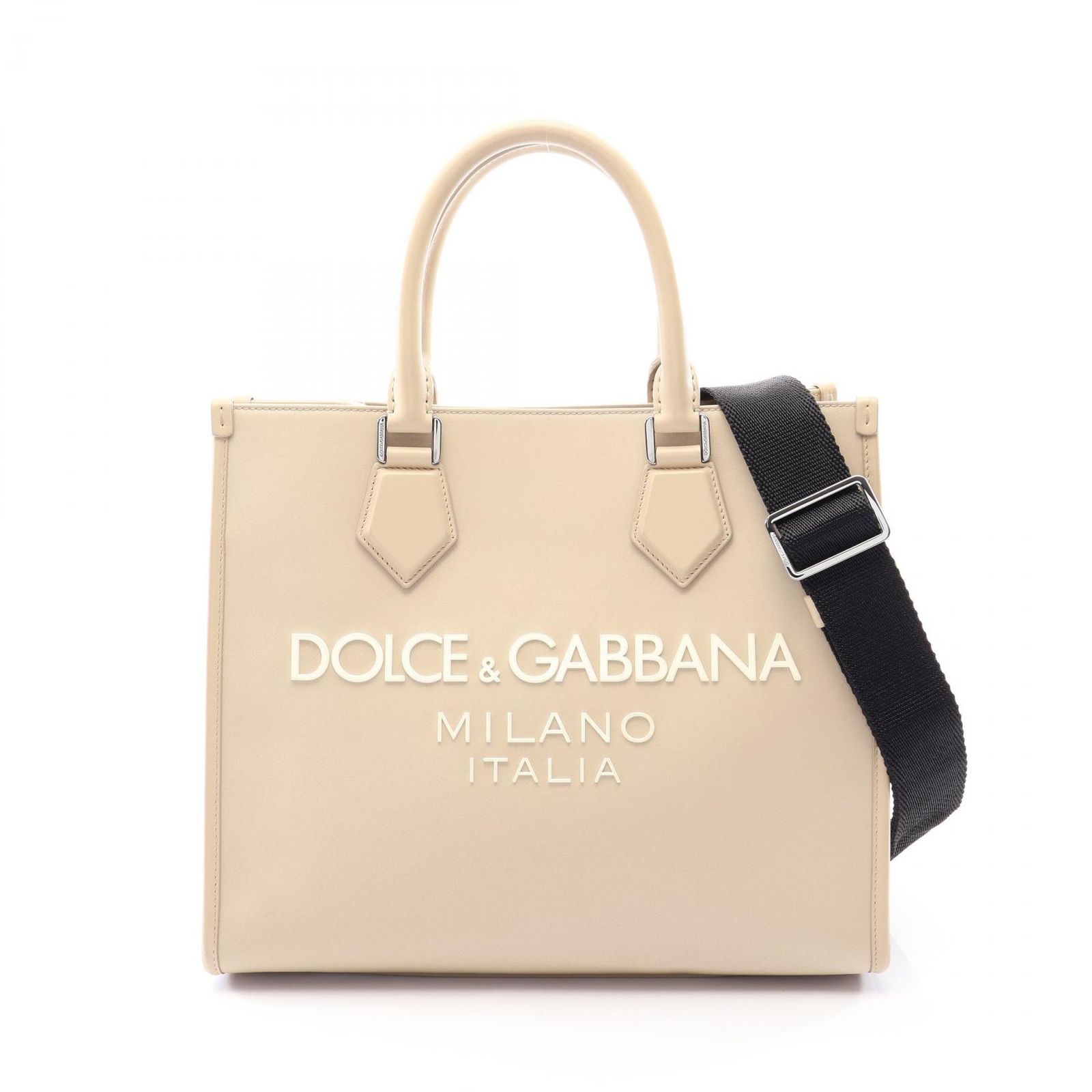 ドルチェアンドガッバーナ DOLCE & GABBANA トートバッグ ロゴ ショッピングバッグ スモール 2WAY ベージュ ナイロン レザー ロゴ ショッピングバッグ スモール