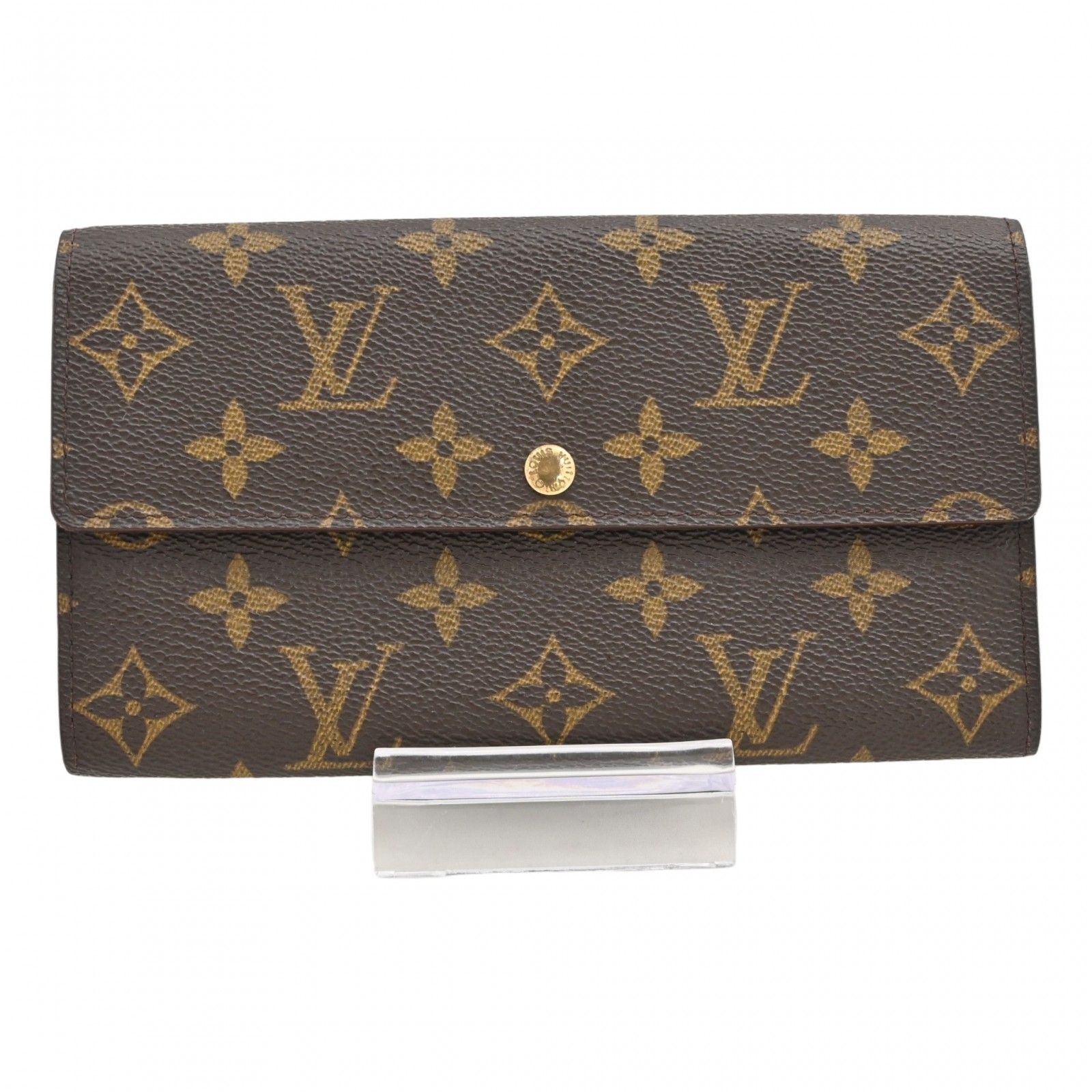 【中古】ルイヴィトン モノグラム ポシェット ポルトモネ クレディ 長財布 ブラウン ゴールド金具 Aランク lv4519bf