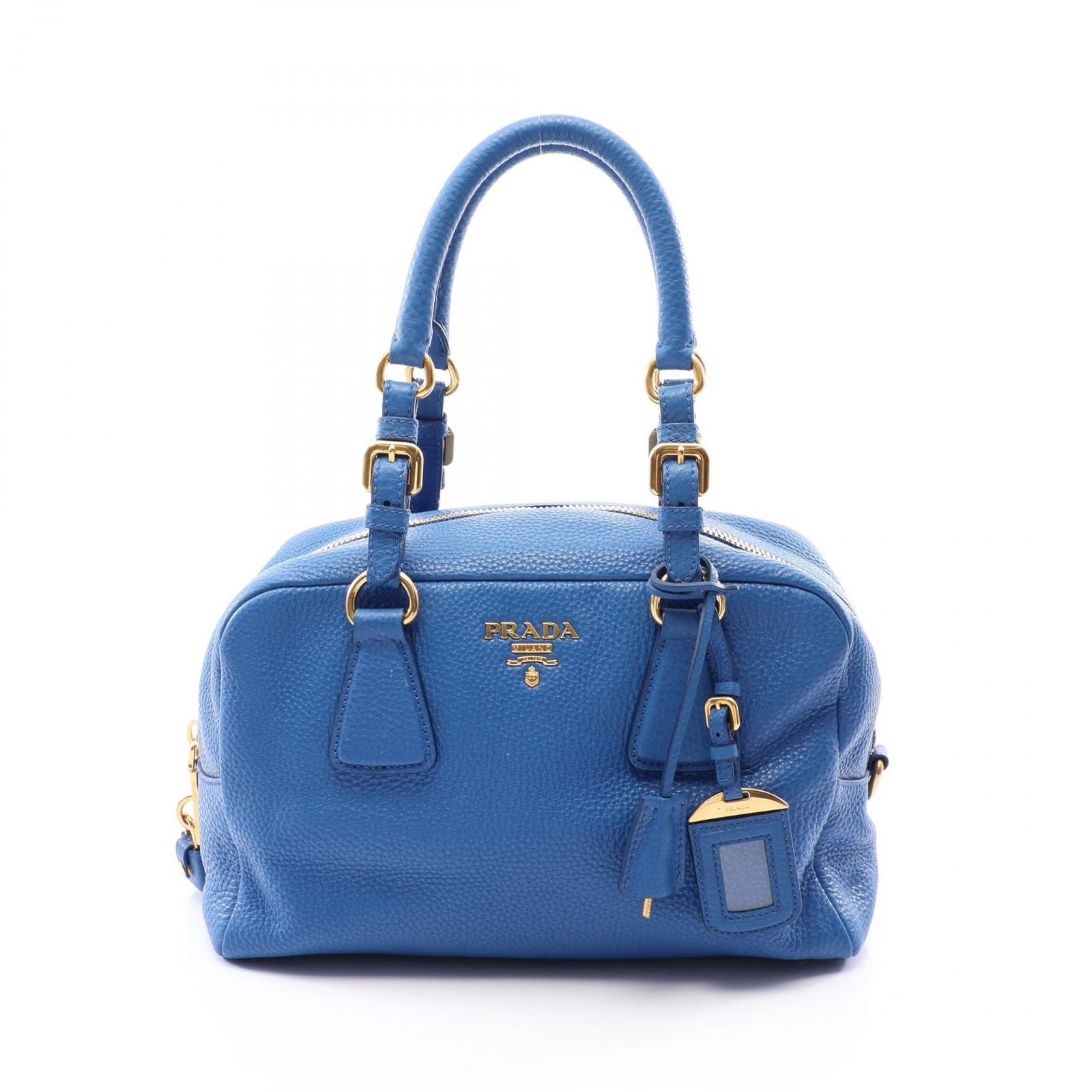 プラダ PRADA ハンドバッグ VIT.DAINO B3091M ブルー レザー ヴィッテロダイノ ボストンバッグ レディース Used A