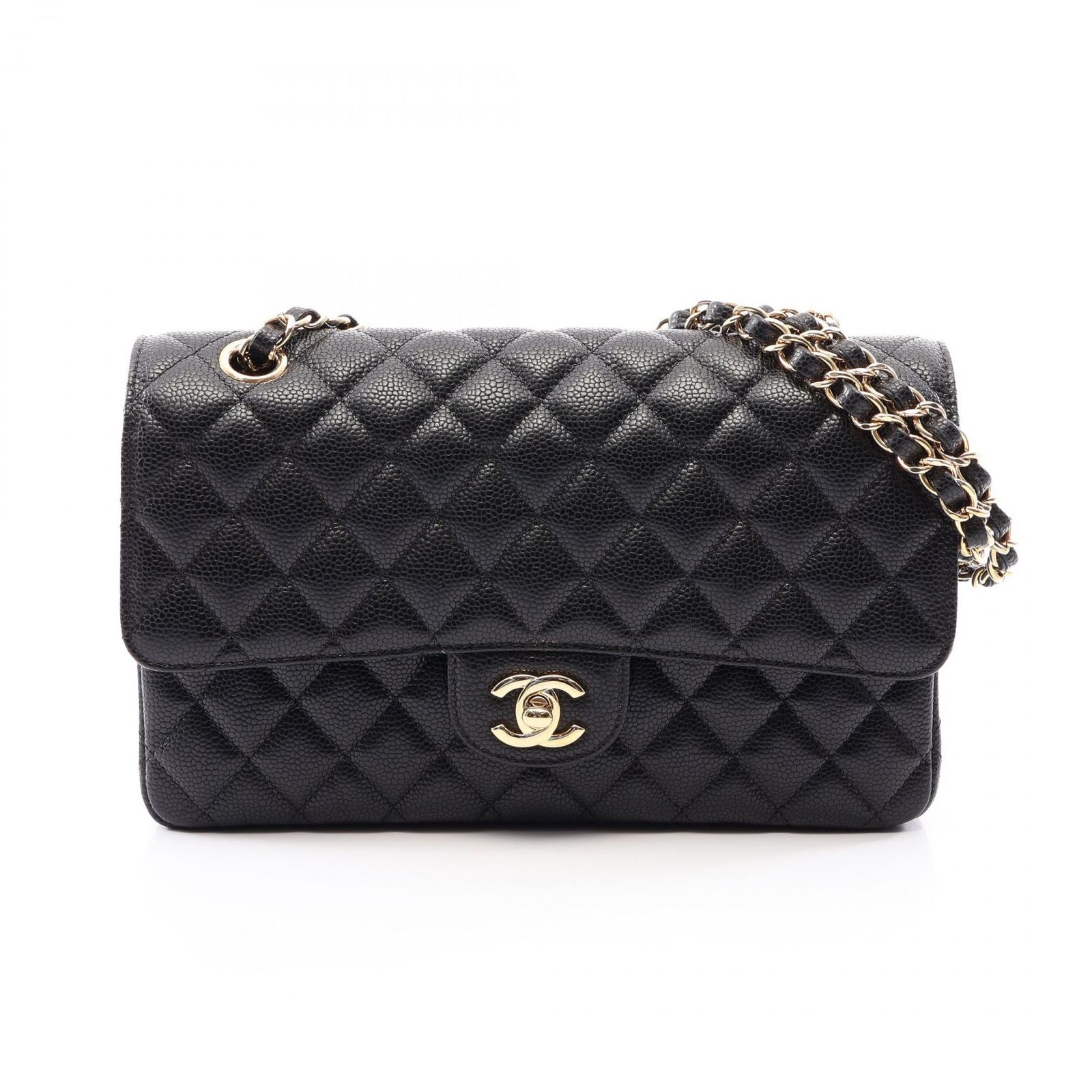 シャネル CHANEL ショルダーバッグ マトラッセ Wフラップ ブラック カーフ（牛革） マトラッセ ダブルフラップ チェーンショルダー レディース Used A