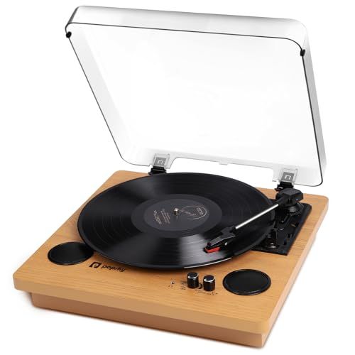 レコードプレーヤー Bluetooth送信＆受信 スピーカー内蔵 USB録音でき RCAでアンプ繋ぎ 33/45/78回転と7/10/12インチレコード対応 AUX in/イヤホンポート 防塵カバー 日本語説明書 2年保障★ 4a5b02b0