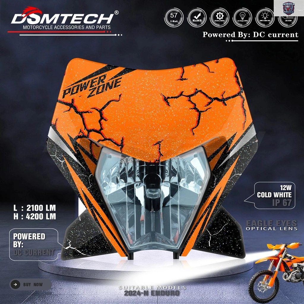 オートバイ用ヘッドライト ヘッドランプ LED KTM SXF EXC XCF 2024-N エンデューロ ダートバイク グリッター素材ステッカー