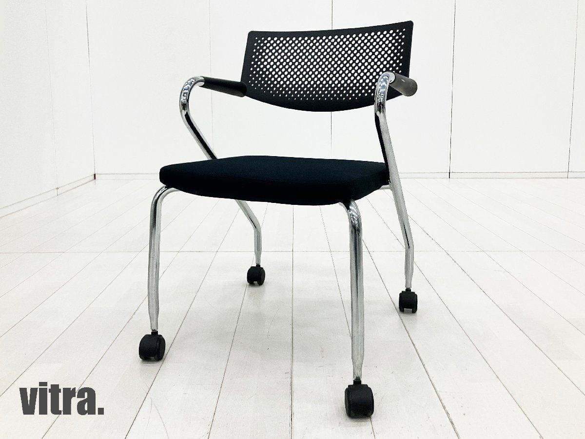 ①iso　vitra ヴィトラ ビザロール2 タイヤ付チェア 2脚組 vitra/ヴィトラ□ビザロール2□ブラック□ビジターチェア
