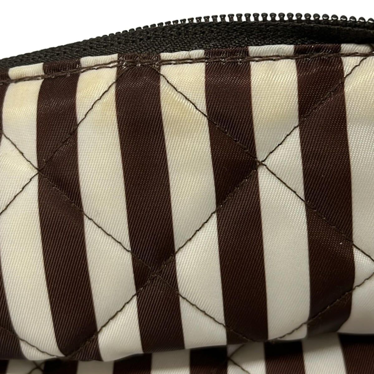 HENRI BENDEL(ヘンリベンデル) ポーチ - ダークブラウン×白 ドット柄 
