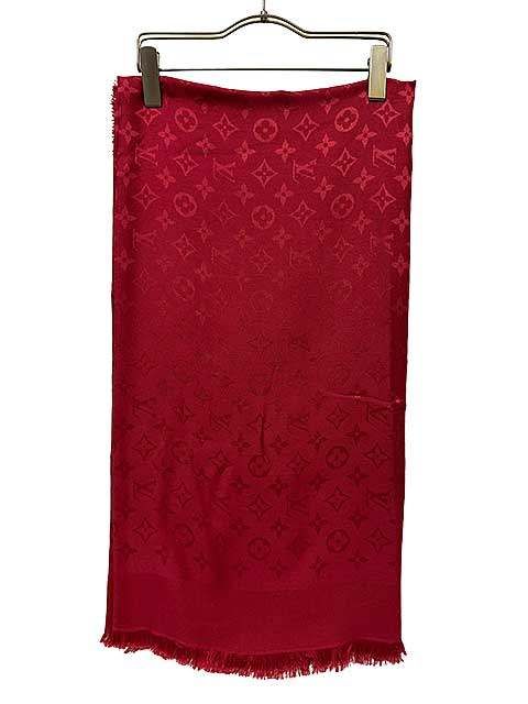 【中古】LOUIS VUITTON ルイヴィトン 小物 ショール ストール モノグラム レッド大判 レディース＿S29＿セルモアから出品＿s-0171-r29