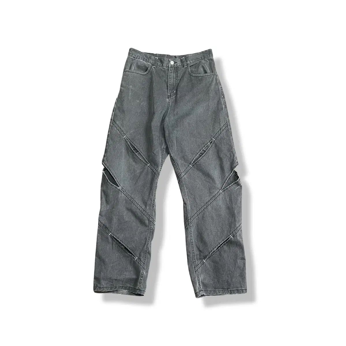 30 NOMANUAL ヴィンテージ パンク スリット デニムパンツ