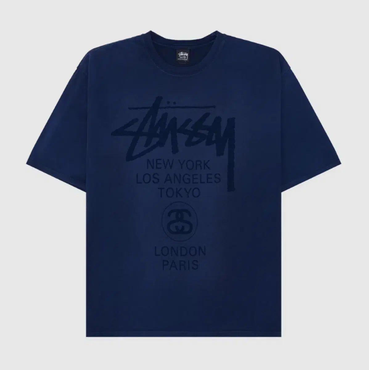 新品 S XL STUSSY ステューシー ワールドツアー Tシャツ ネイビー 3903962SF