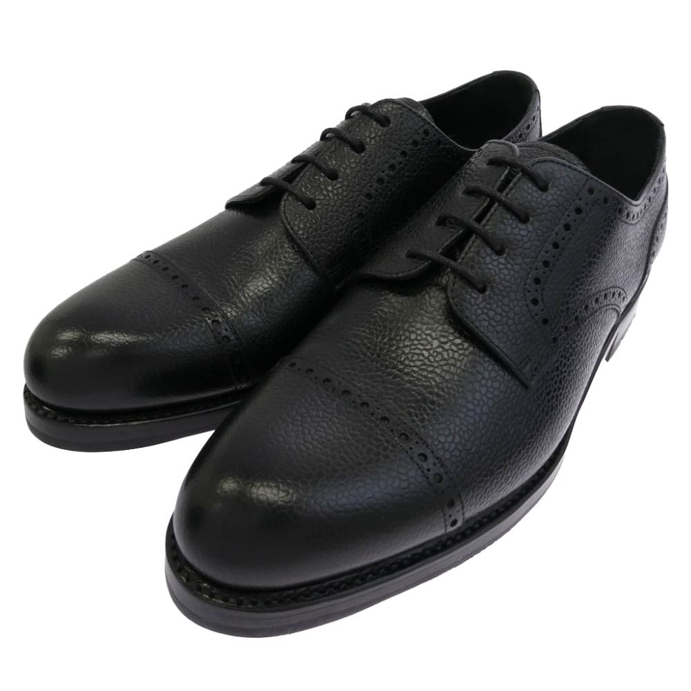 ヤンコ YANKO パンチドキャップトゥ レザーシューズ ブラック系 7.5【美品】【中古】