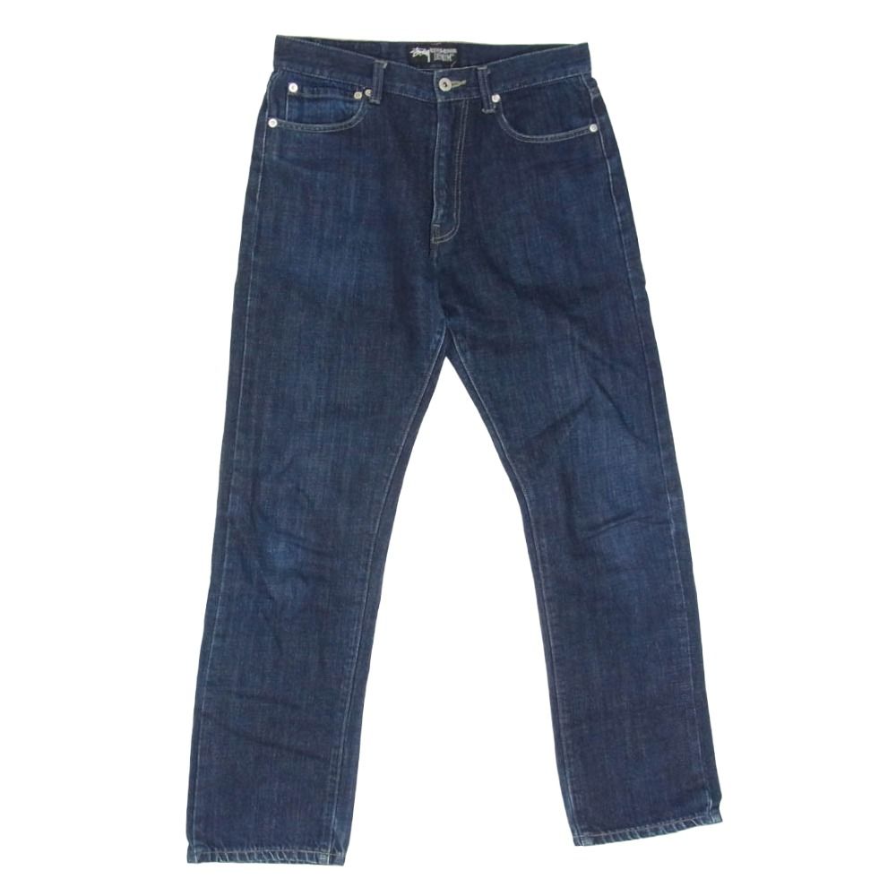 STUSSY ステューシー ROUGH RUGGED バックポケット サークル プリント ストレートデニムパンツ インディゴブルー系 30【中古】
