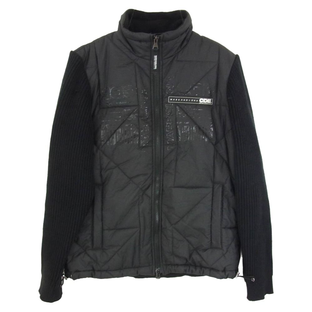 MARK&LONA マークアンドロナ MCM-4C-AD58 ニット切替 ロゴプリント 中綿 ジップアップ ジャケット ブラック系 46【中古】