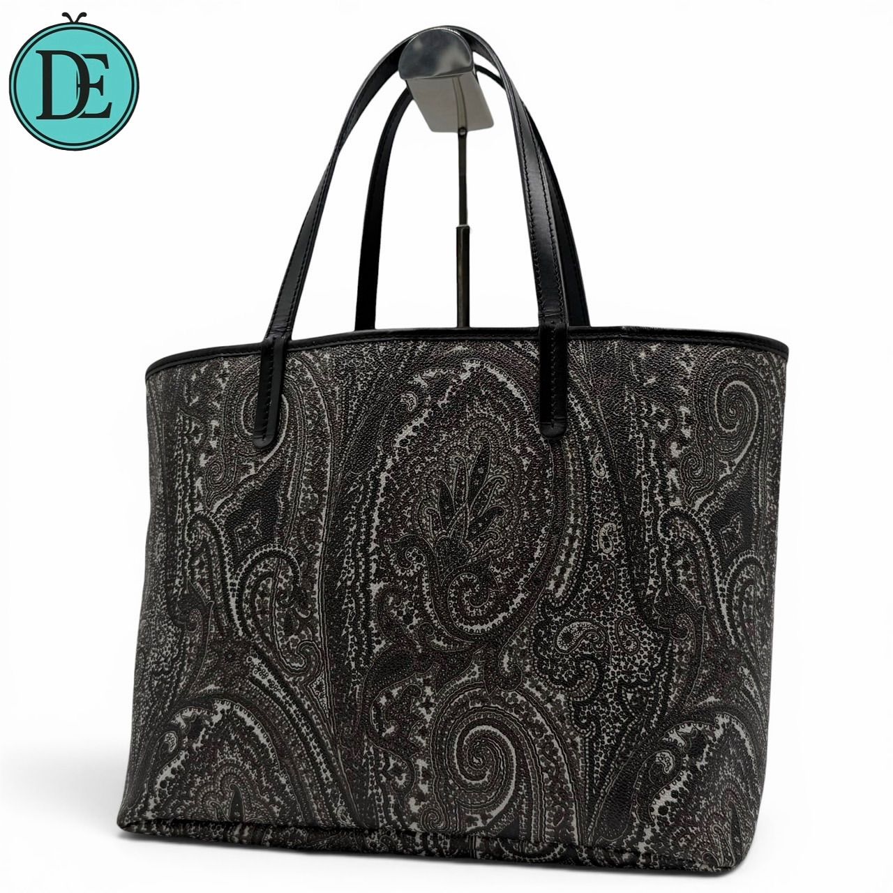 【良品】ETRO etro エトロ トートバッグ ハンドバッグ ペイズリー柄 A4 大容量 ゴールド金具 メンズ レディース 男女兼用 A4 書類 通勤 手提げ