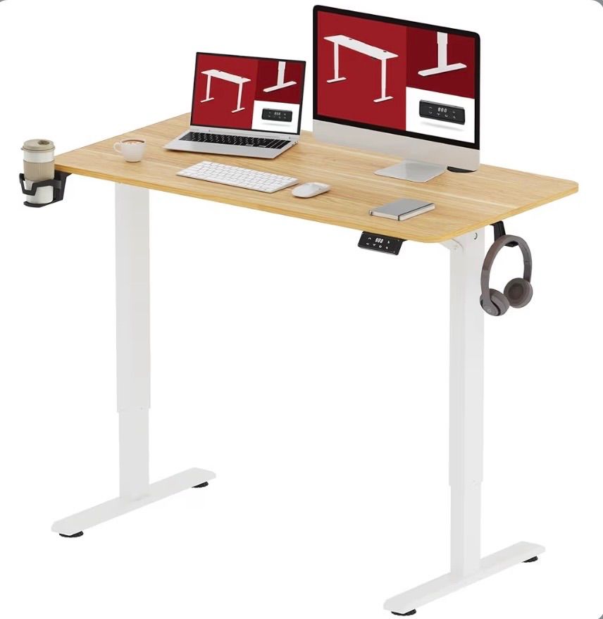 SANODESK 昇降デスク QS1 パソコンデスク スタンディングデスク 電動 無段階高さ調節 メモリー機能付き 人間工学 天板付きセット 組立簡単 110×60cm
