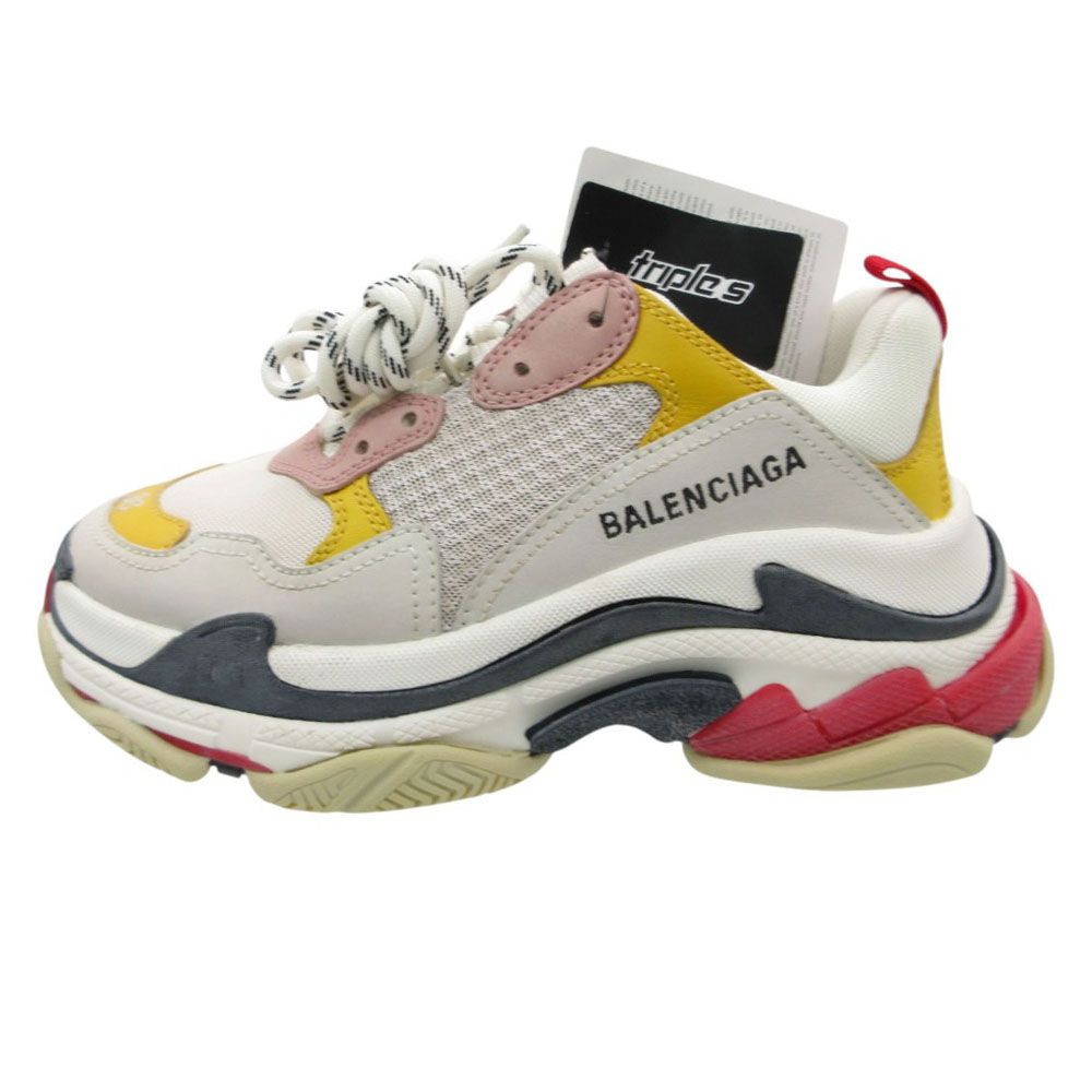 BALENCIAGA バレンシアガ スニーカー Triple S Trainer 靴 厚底 シューズ イエロー 6 24cm レディース 【中古】