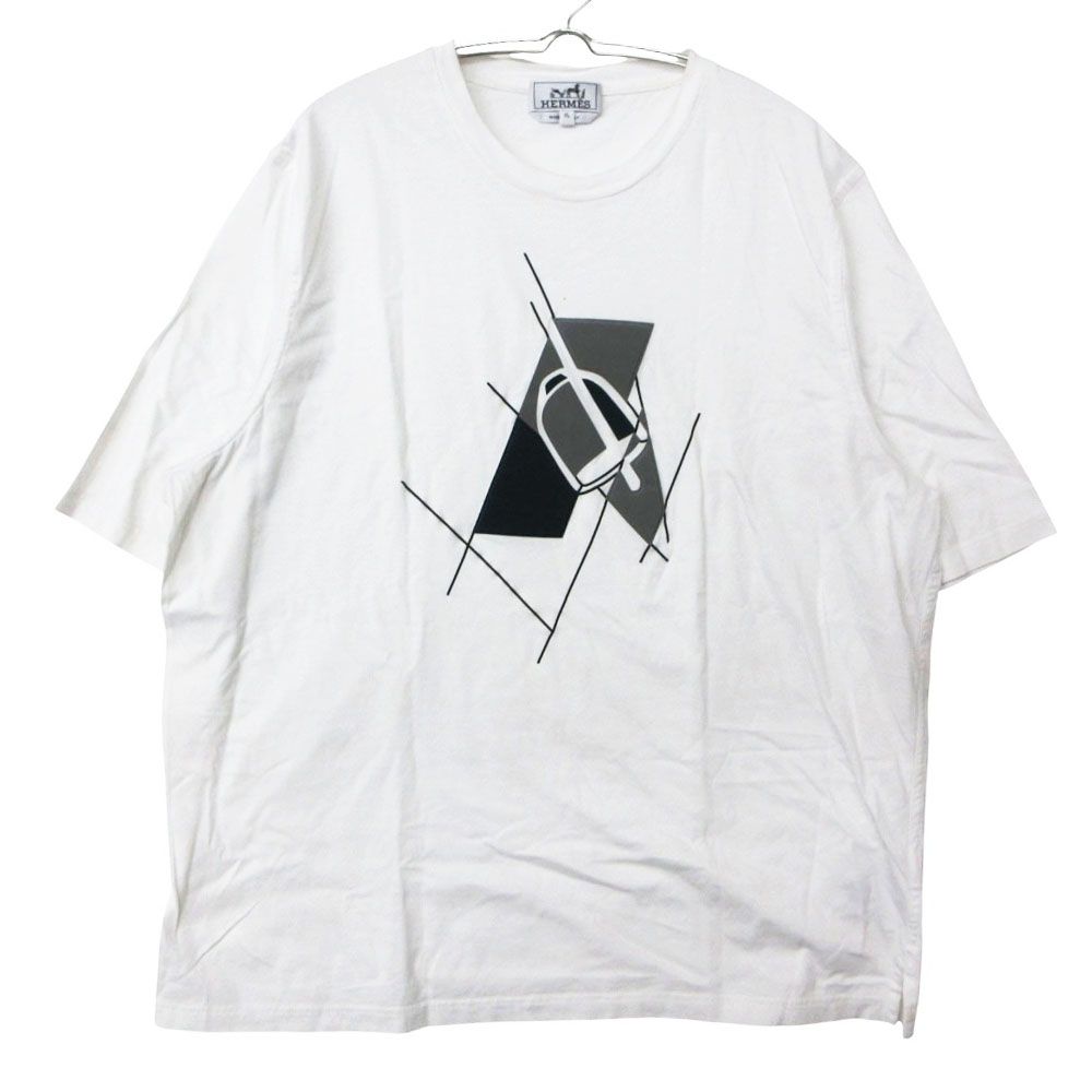 HERMES エルメス 半袖Ｔシャツ エトリエ アン フラグモン Etier en fragments トップス プリント ホワイト XL メンズ 【中古】