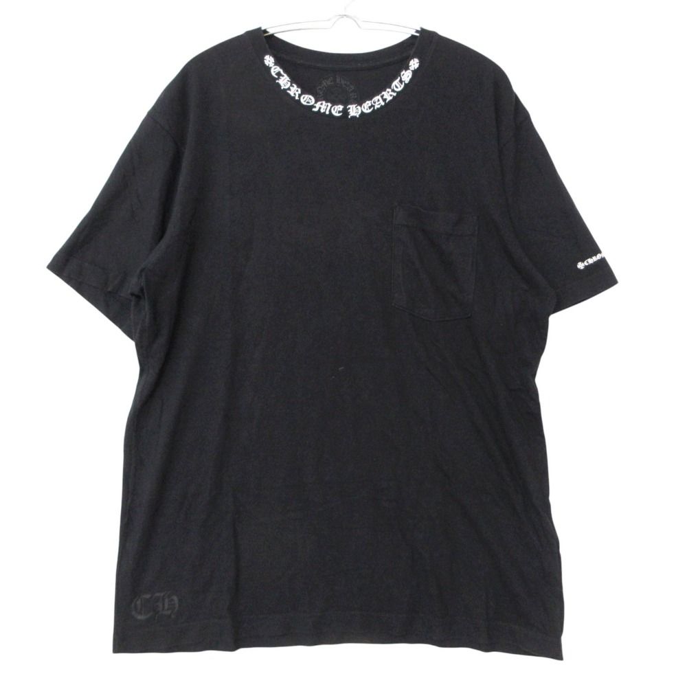 CHROME HEARTS クロムハーツ 半袖Ｔシャツ ネックロゴプリント Tシャツ Neck Logo S/S Tee コットン100％ ブラック L メンズ 【中古】