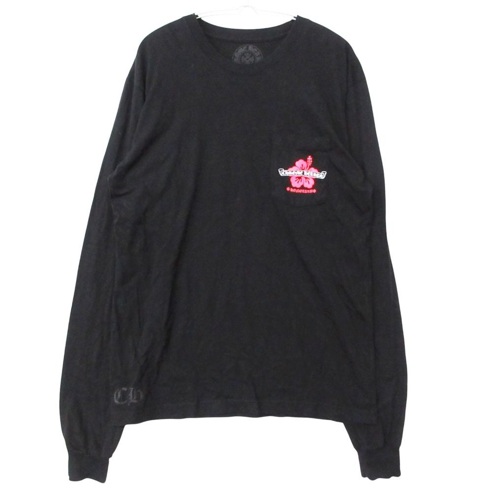CHROME HEARTS クロムハーツ 長袖Ｔシャツ ハイビスカス スクロール ロンT Long Sleeve Tee ロングスリーブ HAWAII HONOLULU ホノルル ブラック L メンズ 【中古】
