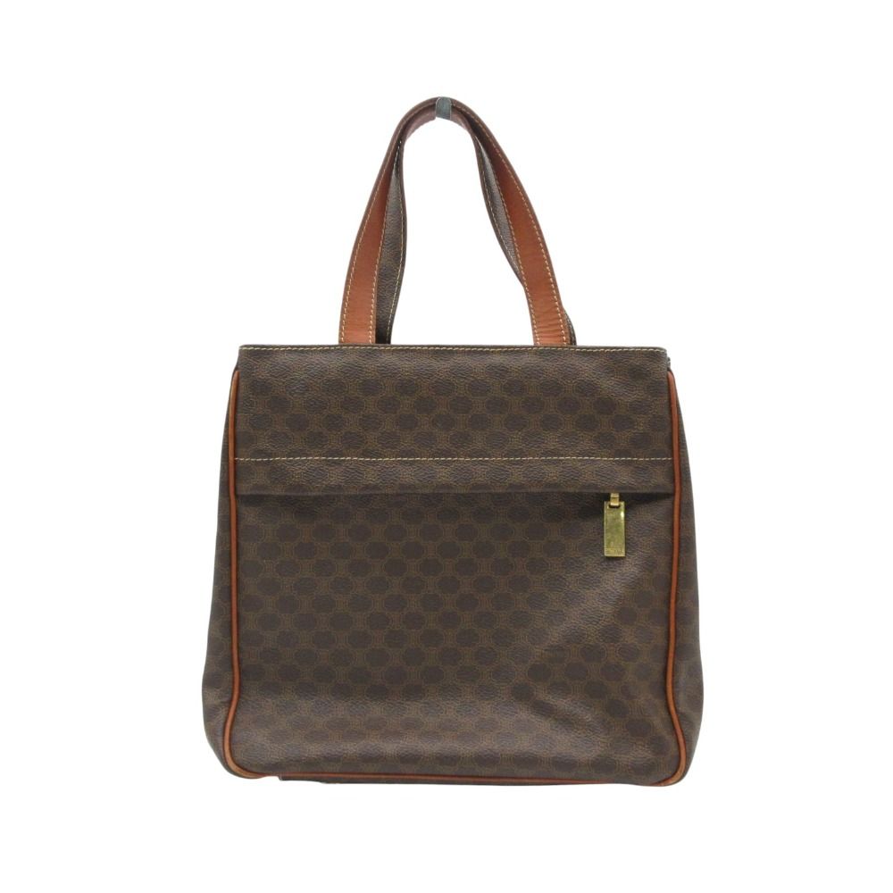 CELINE セリーヌ トートバッグ マカダム柄 PVC ハンドバッグ 鞄 ミニ ブラウン レディース 【中古】