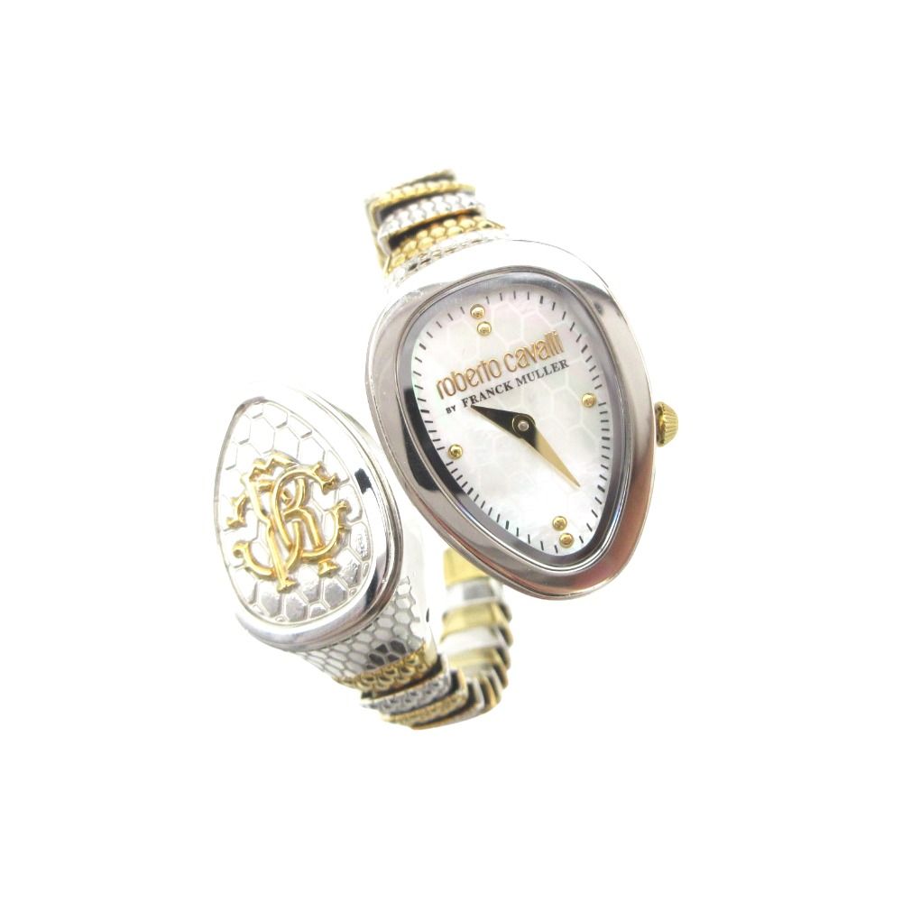 新品同様 Roberto Cavalli ロベルトカバリ 腕時計 BY FRANCK MULLER クォーツ セルペンティ ウォッチ アクセサリー ブレスレット シルバー レディース