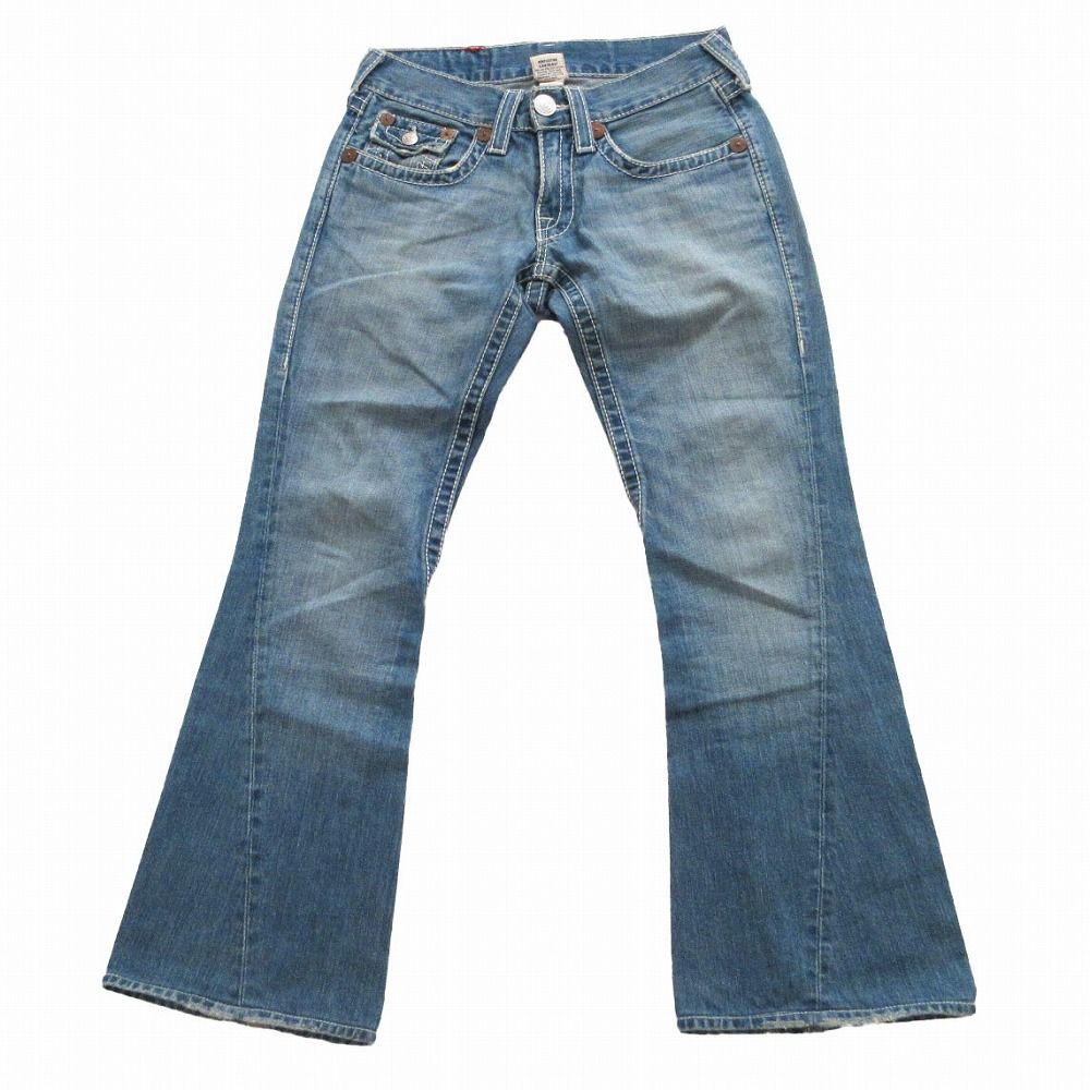 TRUE RELIGION トゥルーレリジョン デニムパンツ JOEY BIG T ブーツカット フレア ジーンズ ブルー W29 L33 レディース 【中古】