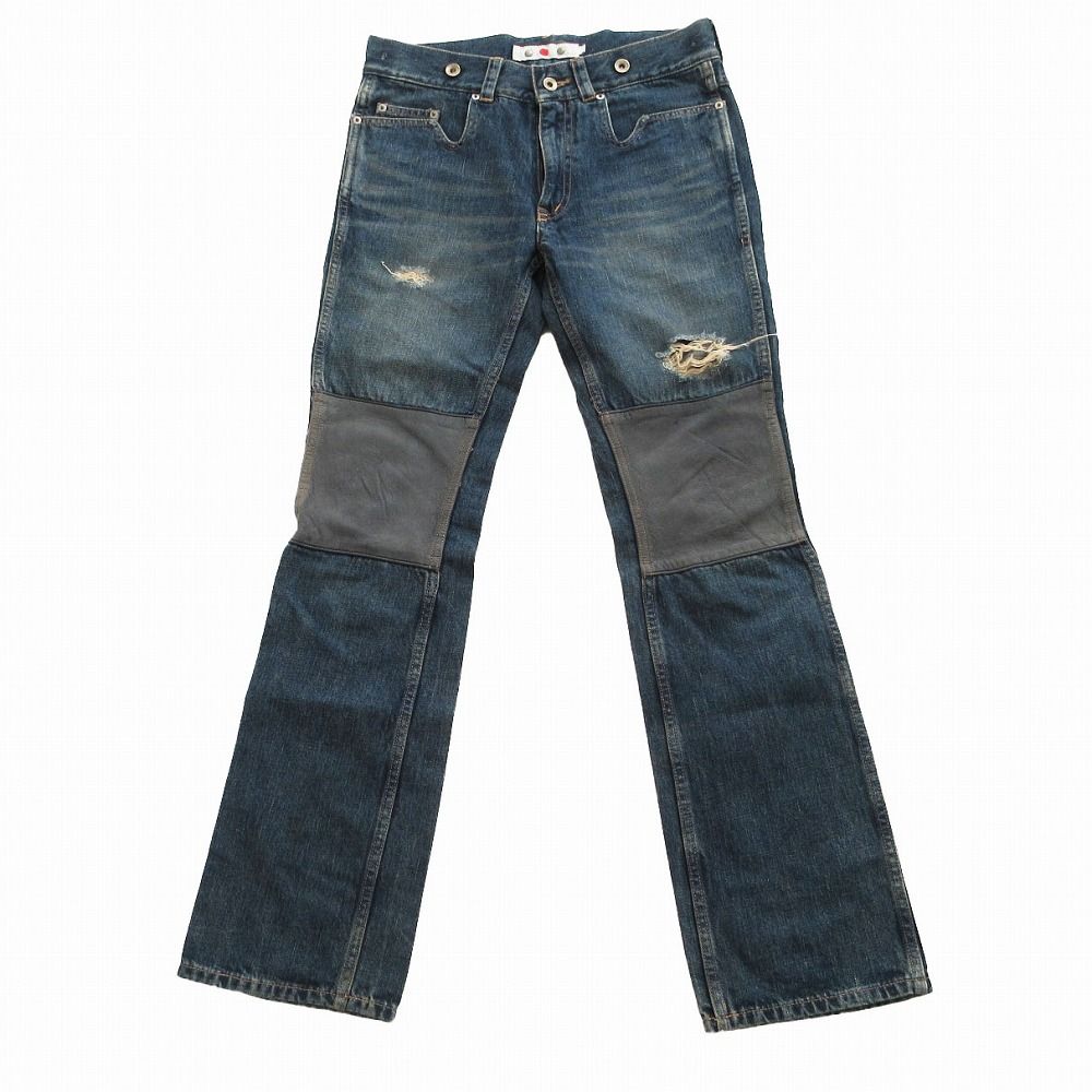 marka マーカ デニムパンツ レザーパッチワーク リメイク ジーンズ ブルー 1【S】 メンズ 【中古】