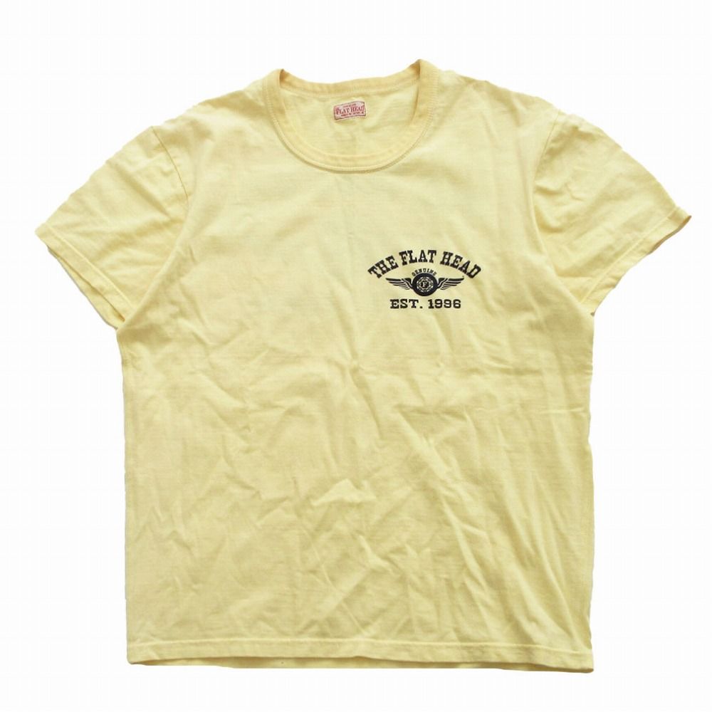 THE FLAT HEAD ザフラットヘッド 半袖Ｔシャツ FLYING WHEEL フライングホイール イエロー 40【M】 メンズ 【中古】