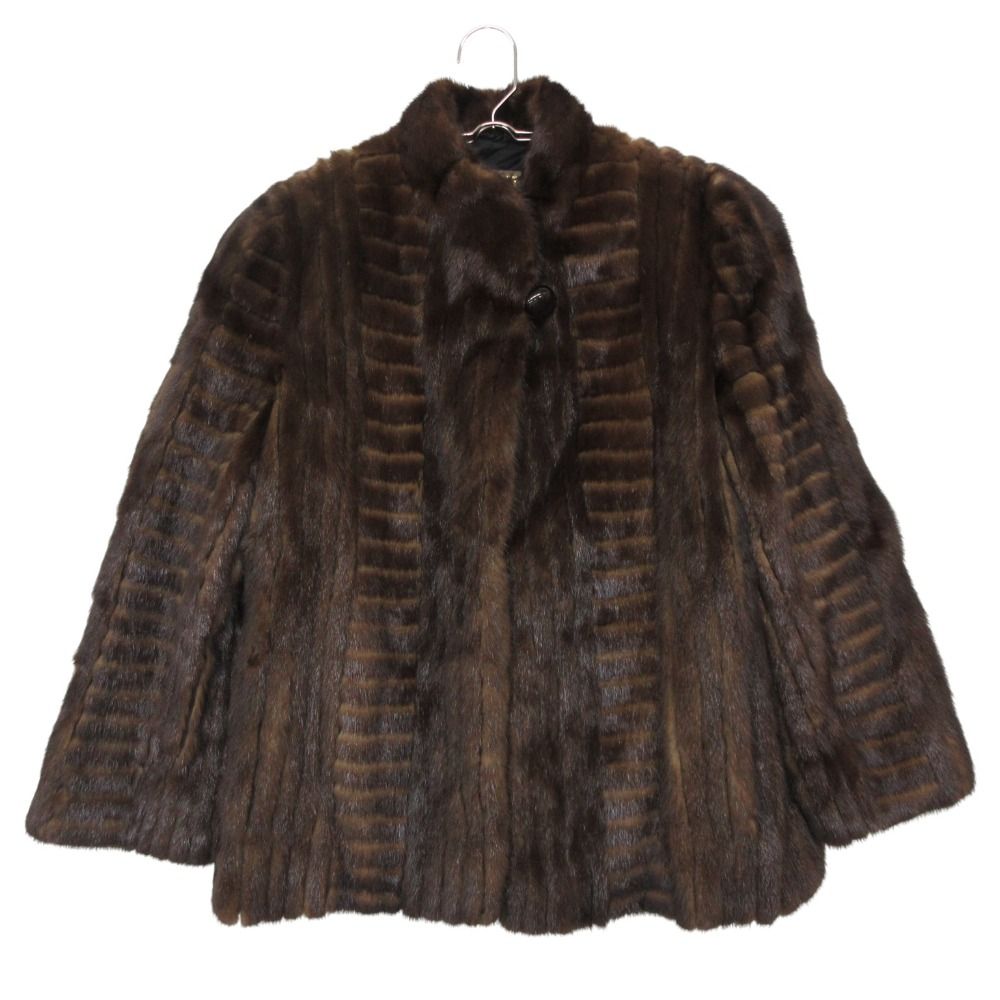 MOON BAT FUR ムーンバットファー コート クロスミンク ミンクファー 本毛皮 リアルファー ブラウン 5【S】 レディース 【中古】