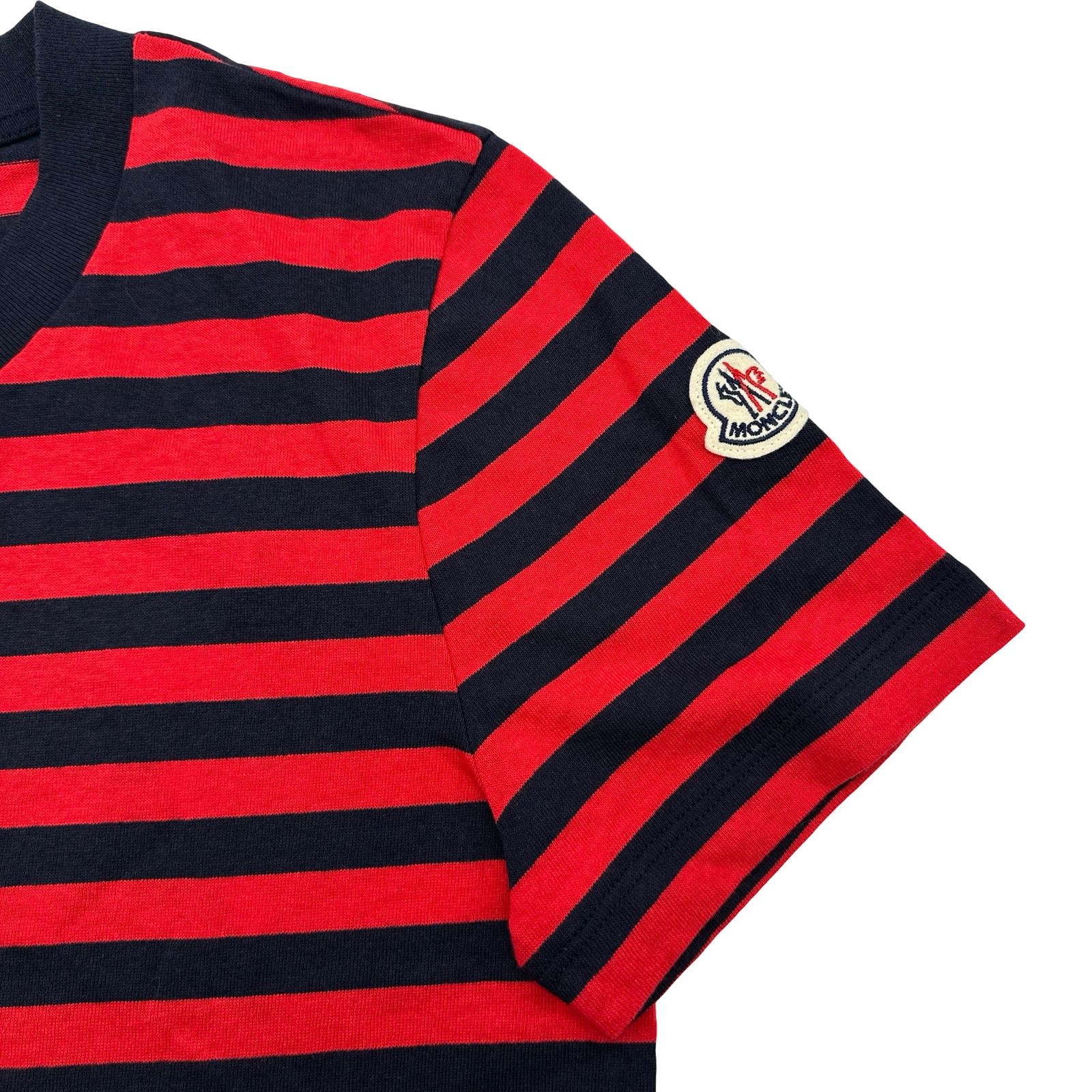 モンクレール MONCLER ロゴワッペンボーダー半袖Tシャツ レッド 