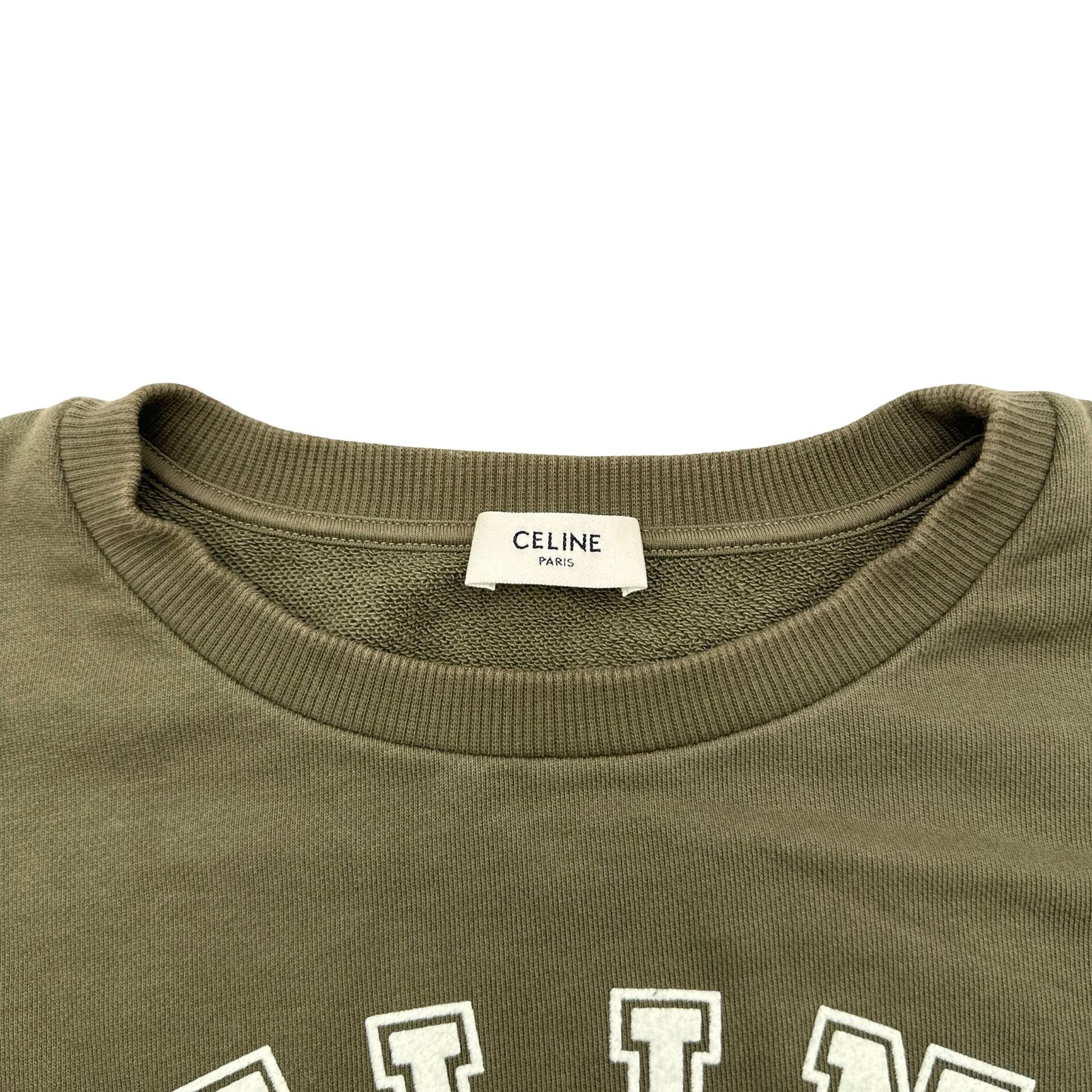 CELINE オリーブグリーン クロップドスウェット セリーヌ CELINE ロゴワッペンクロップドスウェットカットソー