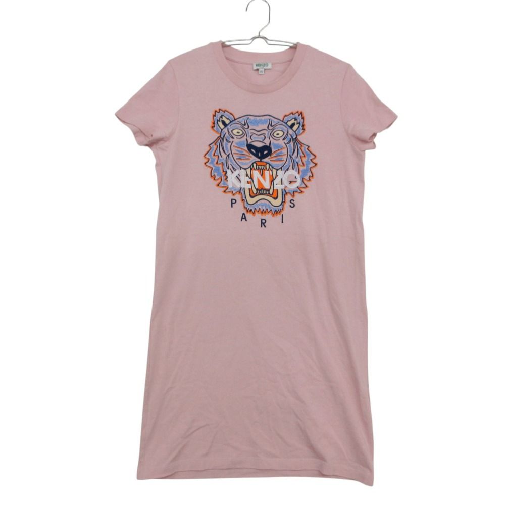 KENZO ケンゾー ワンピース Classic Tiger T-Shirt Dress クラシック タイガードレス Tシャツ クルーネック 半袖 ピンク XS レディース 【中古】