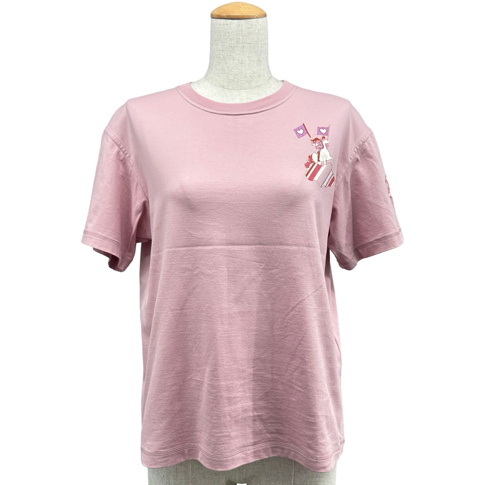 エルメス HERMES プリントTシャツ 2E4602DU ピンク コットン レディース 半袖Ｔシャツ
